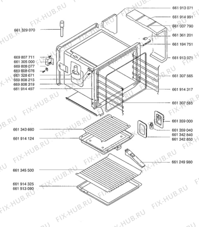 Взрыв-схема плиты (духовки) Aeg 3201F-RG - Схема узла Oven